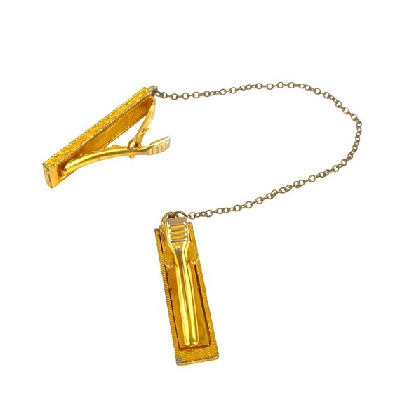 Vintage Sweater Clip Mother of Pearl Gold-Tone Grandma Core Chain - Picture 4 of 6